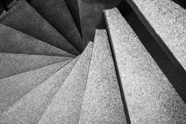 Architecture detail Spiral staircase Black and White